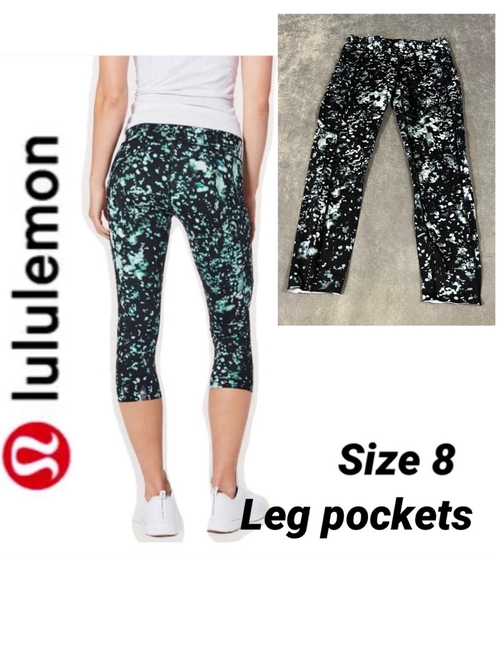 Lululemon Fast & Free Crop II *Nulux 23” size 8